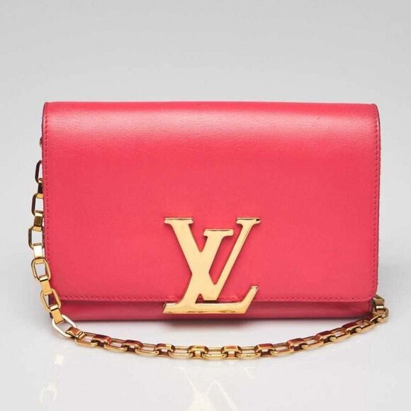 Louis Vuitton Pink Calfskin Leather Chain Louise MM Bag - Picture 1 of 12